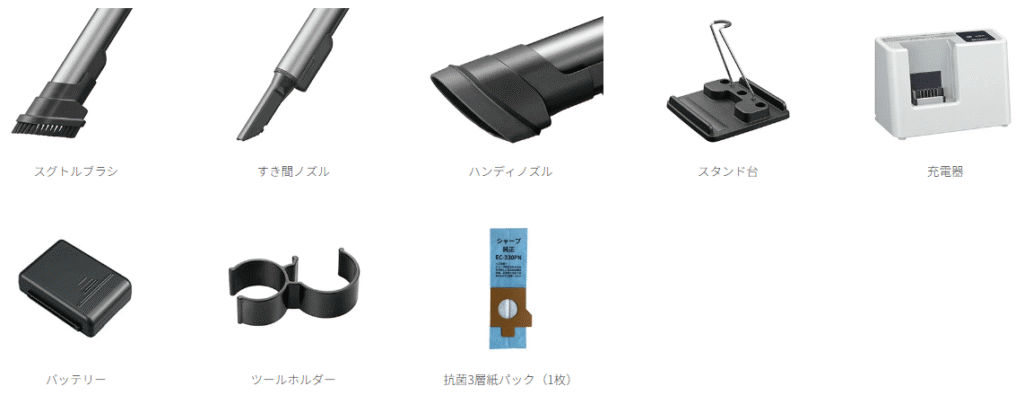 EC-KR2とEC-KR1の付属品
