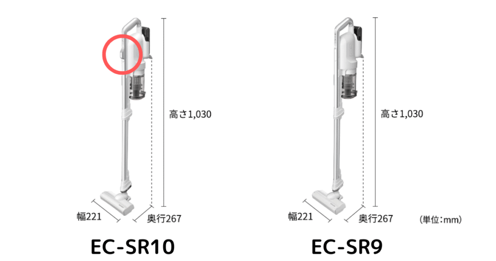EC-SR10(新型モデル)とEC-SR9(型落ち)の比較表
